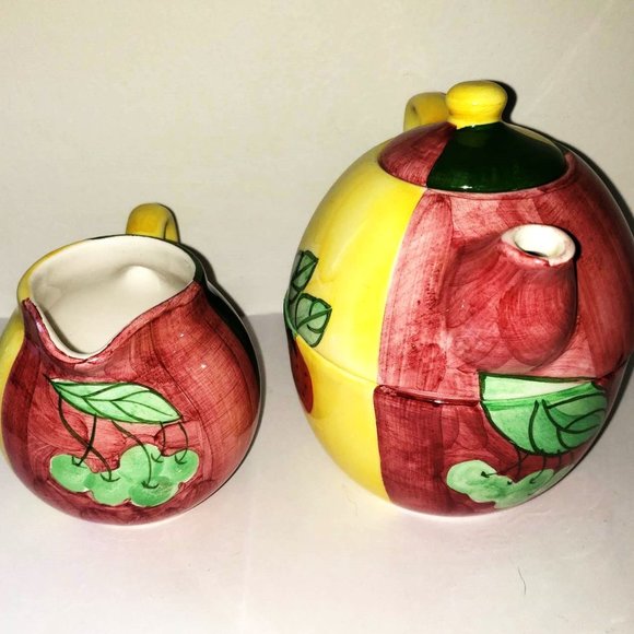 Vintage Country Inn Collection Stacking Teapot And Creamer Set Fruit The… - Picture 2 of 7